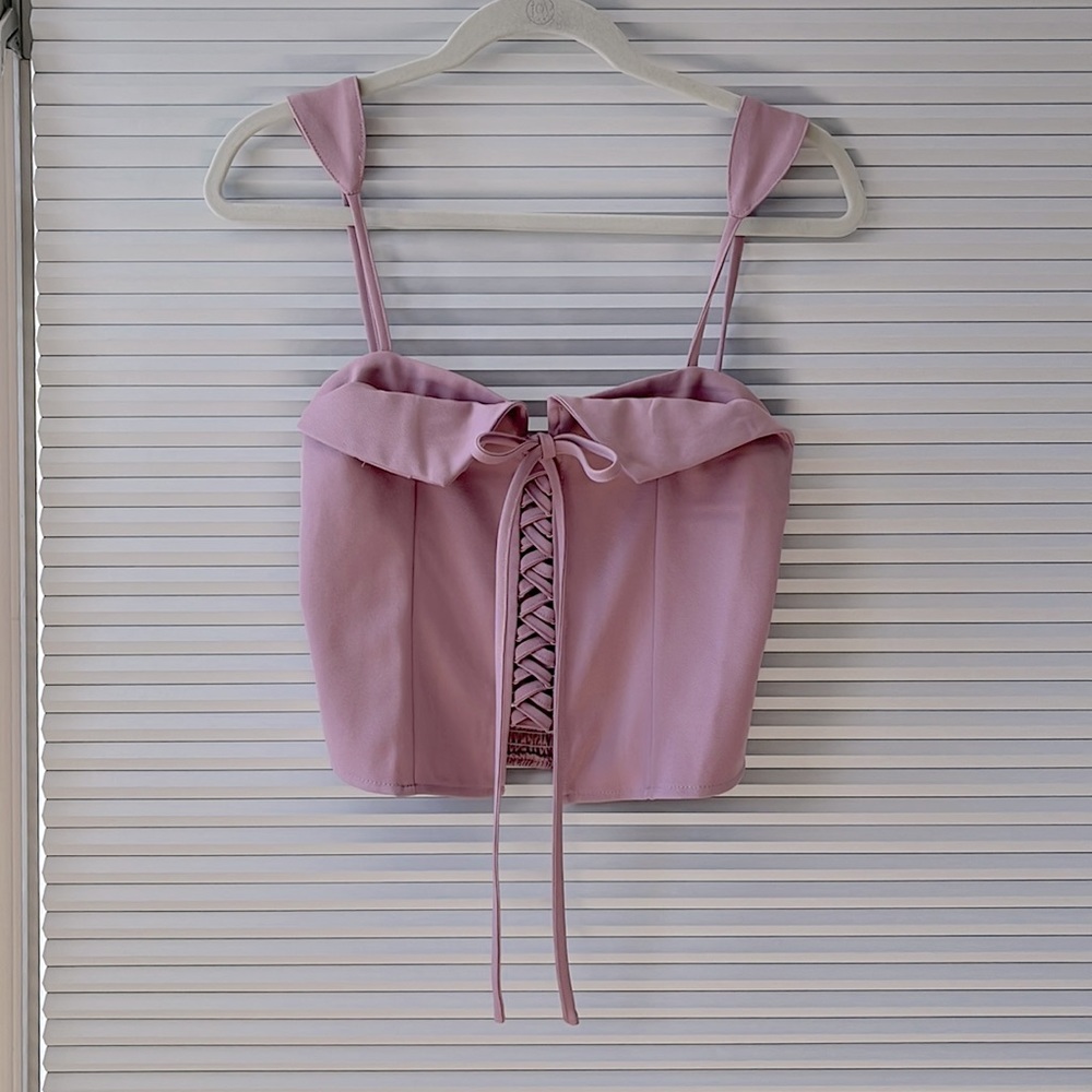 Verge Girl - VRG GRL Mood Du Jour Lace Up Top - Lavender - US 6